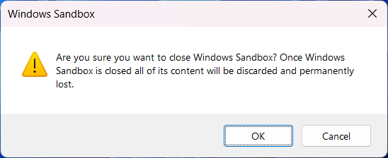 SandboxCloseWarning